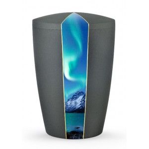 Heaven's Edition Biodegradable Cremation Ashes Funeral Urn – Aurora Borealis / Anthracite Surface